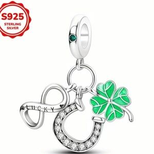 Lucky Sterling Silver Charm with Green Clover